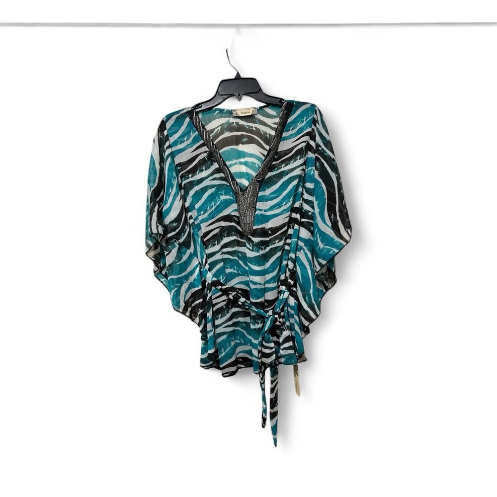 Teal and Black Women's Blouse